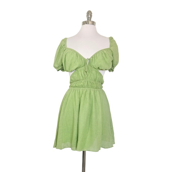 Sabo Skirt Zara Mini Dress Cutout Puff Sleeve Resort Boho Coquette Lolita XS - Picture 3 of 11